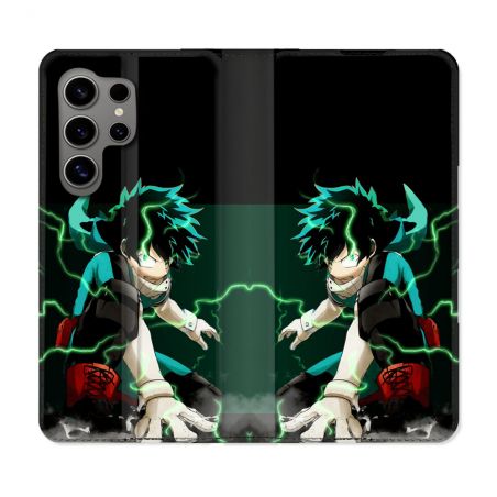 Housse Cuir Portefeuille pour Samsung Galaxy S24 Ultra Manga My Hero Academia Deku