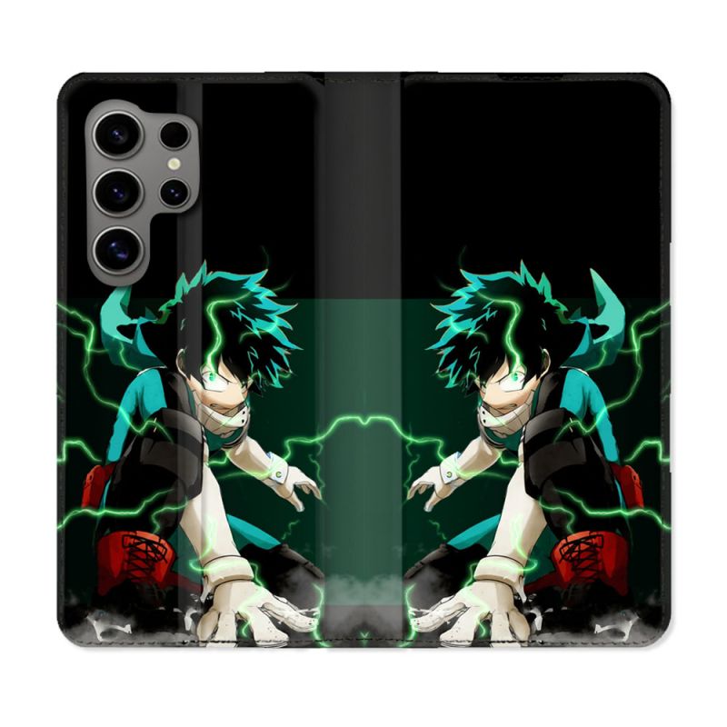 Housse Cuir Portefeuille pour Samsung Galaxy S24 Ultra Manga My Hero Academia Deku