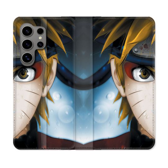 Housse Cuir Portefeuille pour Samsung Galaxy S24 Ultra Manga Naruto Blanc