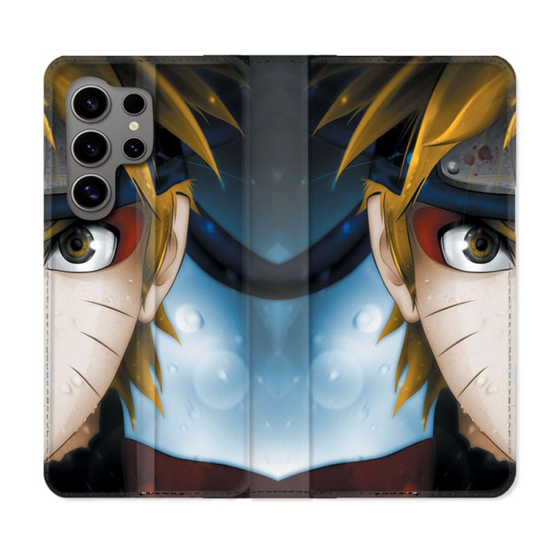 Housse Cuir Portefeuille pour Samsung Galaxy S24 Ultra Manga Naruto Blanc
