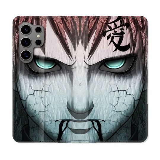 Housse Cuir Portefeuille pour Samsung Galaxy S24 Ultra Manga Naruto Gaara
