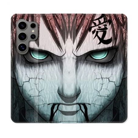 Housse Cuir Portefeuille pour Samsung Galaxy S24 Ultra Manga Naruto Gaara
