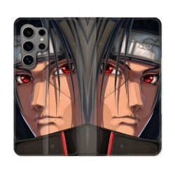 Housse Cuir Portefeuille pour Samsung Galaxy S24 Ultra Manga Naruto Itachi Visage