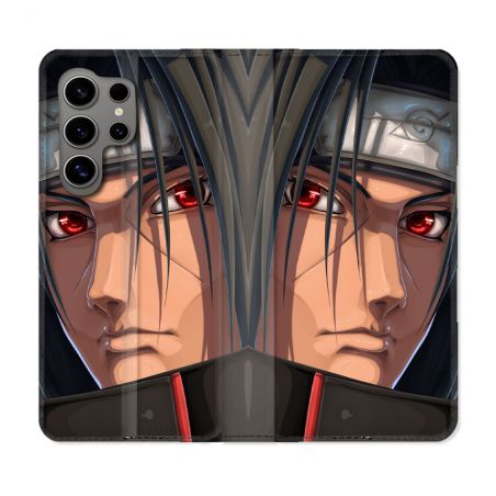 Housse Cuir Portefeuille pour Samsung Galaxy S24 Ultra Manga Naruto Itachi Visage
