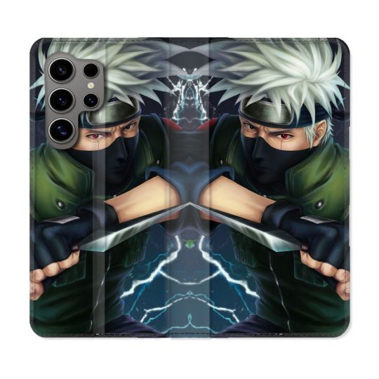Housse Cuir Portefeuille pour Samsung Galaxy S24 Ultra Manga Naruto Kakashi