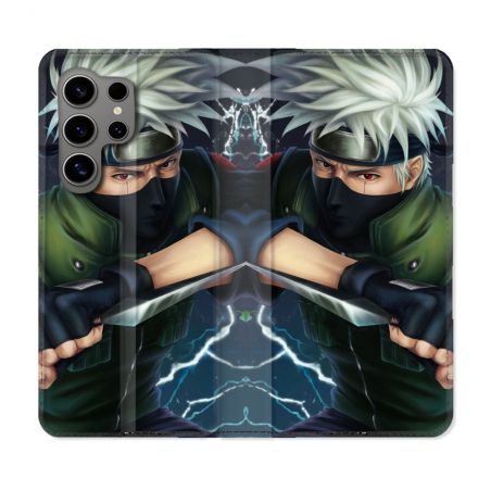 Housse Cuir Portefeuille pour Samsung Galaxy S24 Ultra Manga Naruto Kakashi
