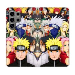 Housse Cuir Portefeuille pour Samsung Galaxy S24 Ultra Manga Naruto Team