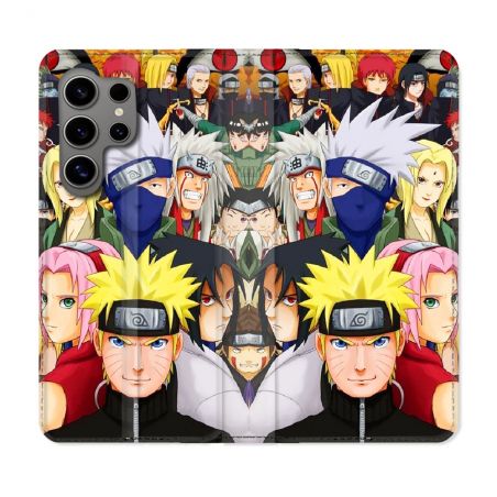 Housse Cuir Portefeuille pour Samsung Galaxy S24 Ultra Manga Naruto Team
