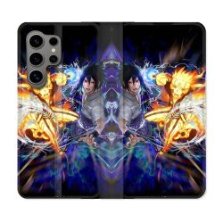 Housse Cuir Portefeuille pour Samsung Galaxy S24 Ultra Manga Naruto VS