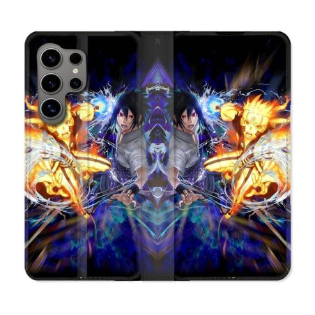 Housse Cuir Portefeuille pour Samsung Galaxy S24 Ultra Manga Naruto VS