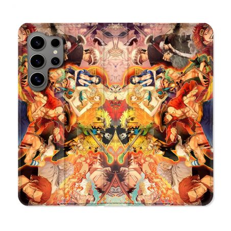 Housse Cuir Portefeuille pour Samsung Galaxy S24 Ultra Manga One Piece Nakama