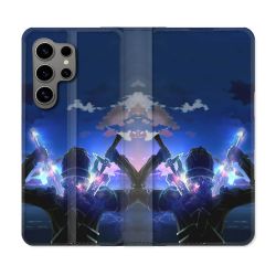 Housse Cuir Portefeuille pour Samsung Galaxy S24 Ultra Manga SAO sword Art Online Epee