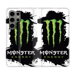 Housse Cuir Portefeuille pour Samsung Galaxy S24 Ultra Monster Energy Tache