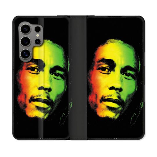 Housse Cuir Portefeuille pour Samsung Galaxy S24 Ultra Musique Bob Marley 2