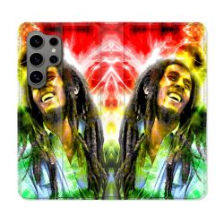 Housse Cuir Portefeuille pour Samsung Galaxy S24 Ultra Musique Bob Marley Color