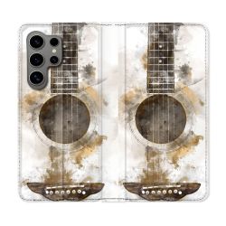 Housse Cuir Portefeuille pour Samsung Galaxy S24 Ultra Musique Guitare Tag