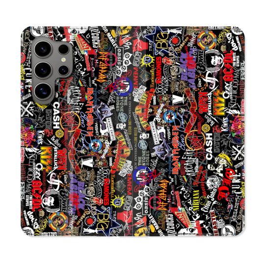 Housse Cuir Portefeuille pour Samsung Galaxy S24 Ultra Musique Rock Groupe