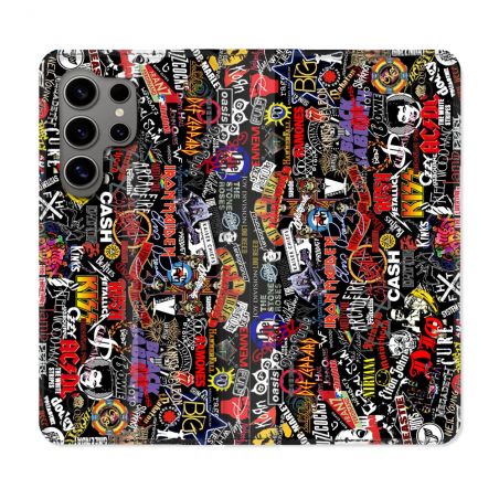 Housse Cuir Portefeuille pour Samsung Galaxy S24 Ultra Musique Rock Groupe