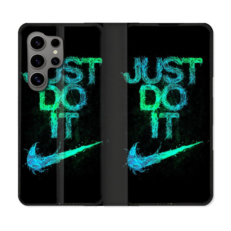 Housse Cuir Portefeuille pour Samsung Galaxy S24 Ultra Nike Just Do It