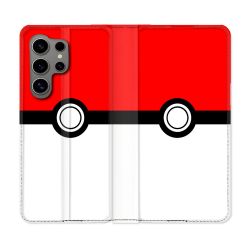 Housse Cuir Portefeuille pour Samsung Galaxy S24 Ultra Pokemon Pokeball