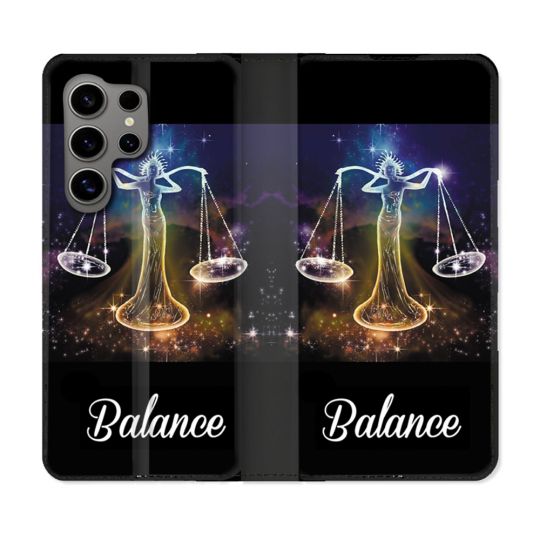 Housse Cuir Portefeuille pour Samsung Galaxy S24 Ultra Signe Zodiaque 2 Balance