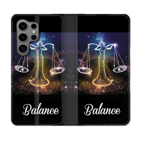Housse Cuir Portefeuille pour Samsung Galaxy S24 Ultra Signe Zodiaque 2 Balance