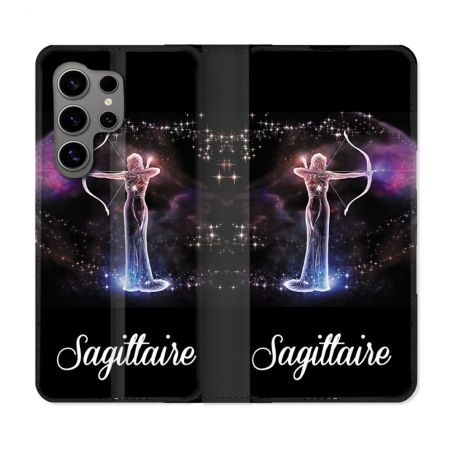 Housse Cuir Portefeuille pour Samsung Galaxy S24 Ultra Signe Zodiaque 2 Sagittaire