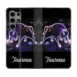 Housse Cuir Portefeuille pour Samsung Galaxy S24 Ultra Signe Zodiaque 2 Taureau