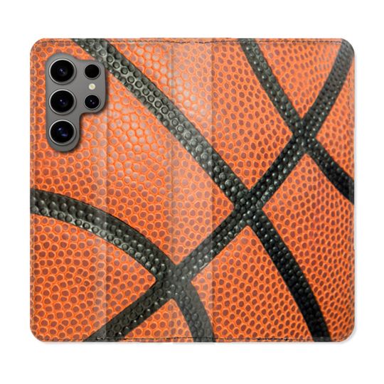 Housse Cuir Portefeuille pour Samsung Galaxy S24 Ultra Sport Ballon Basket