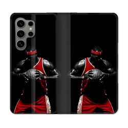 Housse Cuir Portefeuille pour Samsung Galaxy S24 Ultra Sport Basketeur