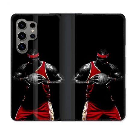 Housse Cuir Portefeuille pour Samsung Galaxy S24 Ultra Sport Basketeur