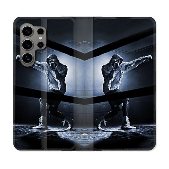 Housse Cuir Portefeuille pour Samsung Galaxy S24 Ultra Sport Boxe Poing