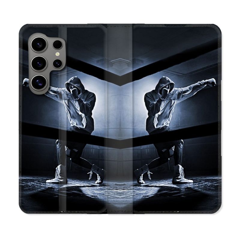 Housse Cuir Portefeuille pour Samsung Galaxy S24 Ultra Sport Boxe Poing