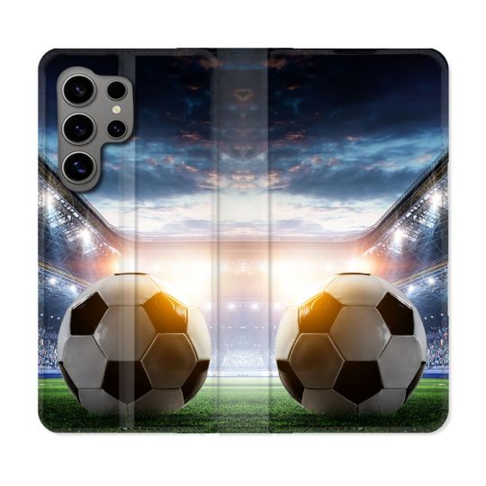 Housse Cuir Portefeuille pour Samsung Galaxy S24 Ultra Sport Football Stade