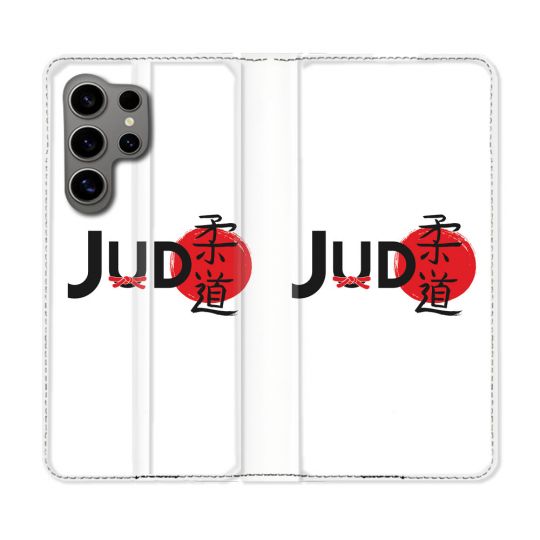 Housse Cuir Portefeuille pour Samsung Galaxy S24 Ultra Sport Judo Logo