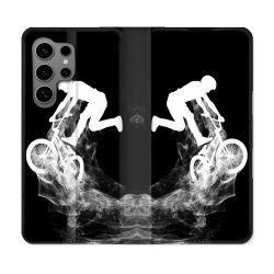 Housse Cuir Portefeuille pour Samsung Galaxy S24 Ultra Sport VTT Noir