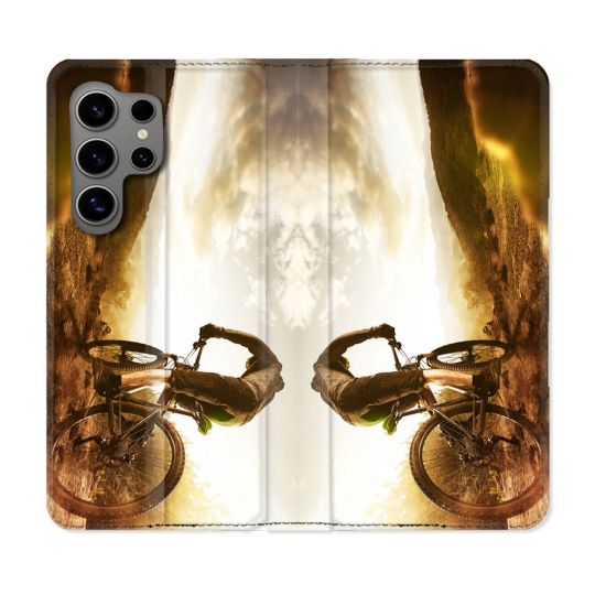 Housse Cuir Portefeuille pour Samsung Galaxy S24 Ultra Sport VTT Soleil