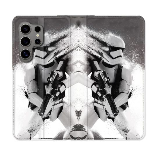 Housse Cuir Portefeuille pour Samsung Galaxy S24 Ultra Star Wars - Trooper