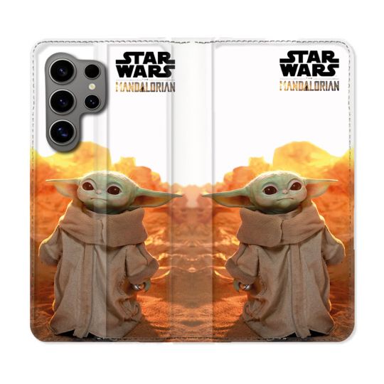 Housse Cuir Portefeuille pour Samsung Galaxy S24 Ultra Star Wars - Yoda bebe soleil