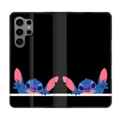 Housse Cuir Portefeuille pour Samsung Galaxy S24 Ultra Stitch Noir