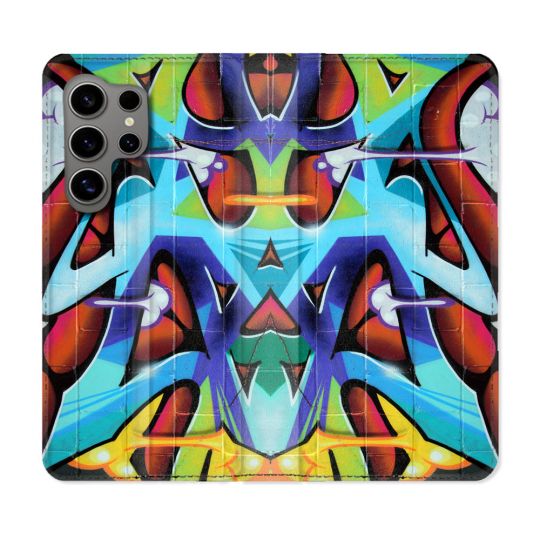 Housse Cuir Portefeuille pour Samsung Galaxy S24 Ultra Street Art Graf Color