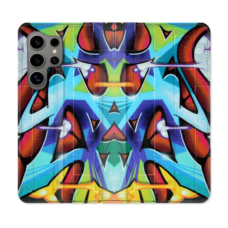 Housse Cuir Portefeuille pour Samsung Galaxy S24 Ultra Street Art Graf Color