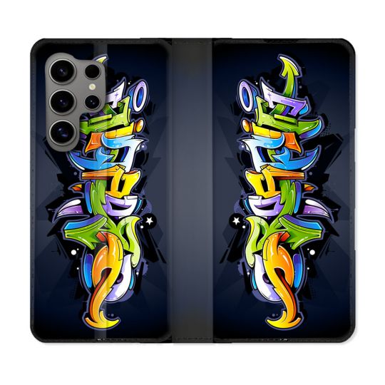 Housse Cuir Portefeuille pour Samsung Galaxy S24 Ultra Street Art Graffiti