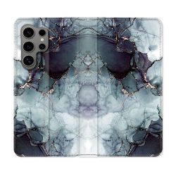 Housse Cuir Portefeuille pour Samsung Galaxy S24 Ultra Texture Marbre Gris