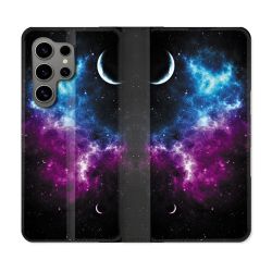 Housse Cuir Portefeuille pour Samsung Galaxy S24 Ultra Univers Bleu Violet