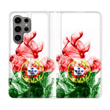 Housse Cuir Portefeuille pour Samsung Galaxy S24 Ultra Voyage Portugal Flamme