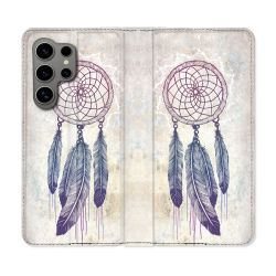 Housse Cuir Portefeuille pour Samsung Galaxy S24 Ultra Zen Attrape Reve Blanc