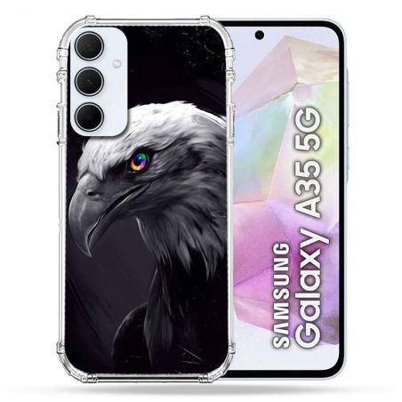 Coque Renforcé Pour Samsung Galaxy A35 5G Animal Aigle Royal Noir