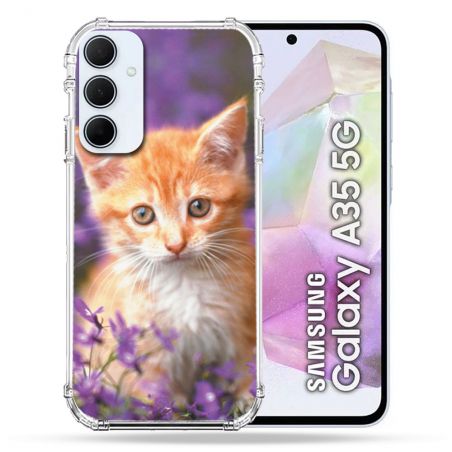 Coque Renforcé Pour Samsung Galaxy A35 5G Animal Chat Violet