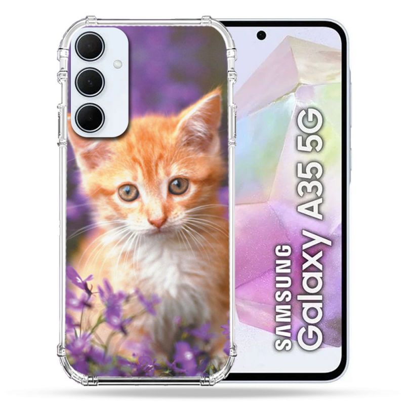 Coque Renforcé Pour Samsung Galaxy A35 5G Animal Chat Violet